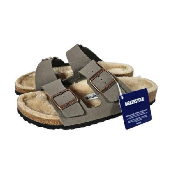 Birkenstock Shoes - Birkenstock Gray Arizona lined slip on sandals size 41 women 10 men 8 Narrow Fit